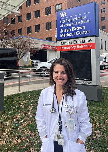 Sarah E. Chuzi, MD, cardiologist at Jesse Brown VA Medical Center and Northwestern Medicine Bluhm Cardiovascular Institute, outside the VA.