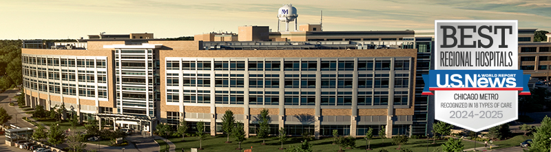 Banner image of Central DuPage Hospital with U.S. News and World Report Best Regional Hospitals Recognized in 18 Types of Care