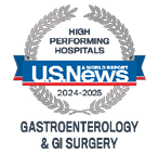 U.S. News and World Report High Performing Hospitals Badge for Best Regional Hospitals in Gastroenterology and GI Surgery