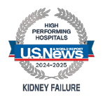 U.S. News and World Report High Performing Hospitals Badge for Best Regional Hospitals for Kidney Failure