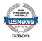U.S. News and World Report High Performing Hospitals Badge for Best Regional Hospitals in Pneumonia