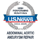 U.S. News and World Report High Performing Hospitals Badge for Best Regional Hospitals in Abdominal Aortic Aneurysm Repair