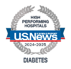 U.S. News and World Report High Performing Hospitals Badge for Best Regional Hospitals in Diabetes