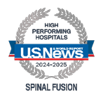 U.S. News and World Report High Performing Hospitals Badge for Best Regional Hospitals in Spinal Fusion