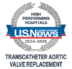 U.S. News and World Report High Performing Hospitals Badge for Best Regional Hospitals for Transcatheter Aortic Valve Replace