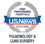 U.S. News and World Report High Performing Hospitals Badge for Best Regional Hospitals in Pulmonology and Lung Surgery