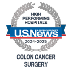 U.S. News and World Report High Performing Hospitals Badge for Best Regional Hospitals in Colon Cancer Surgery