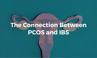 Image of a uterus, with the words "The connection between PCOS and IBS" 