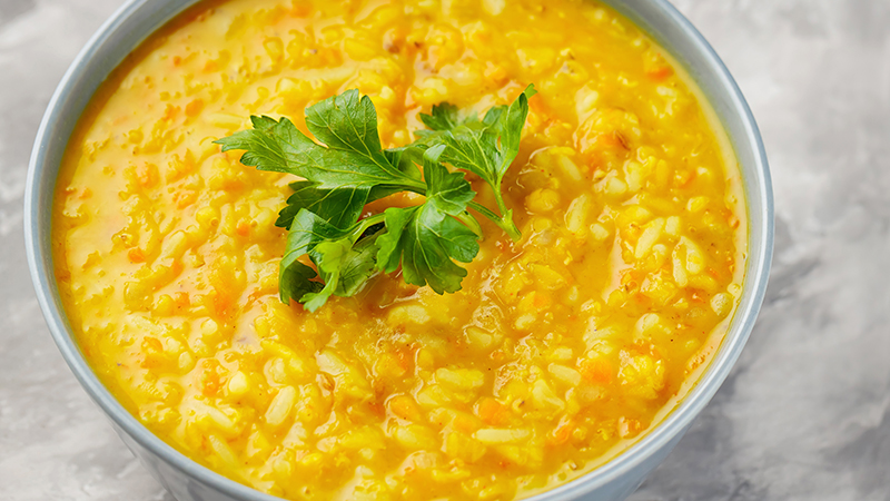 Bowl of lentil soup.